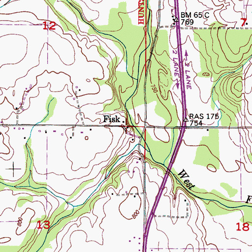 Topographic Map of Fisk, AL