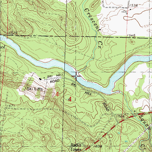 Topographic Map of Crescent Creek, WI