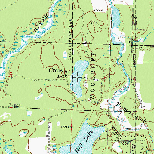 Topographic Map of Crescent Lake, WI