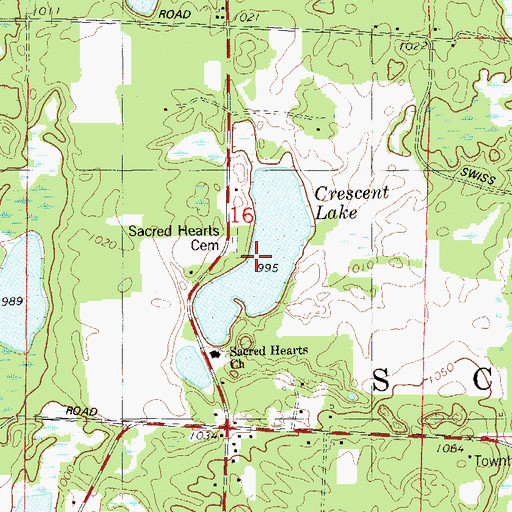 Topographic Map of Crescent Lake, WI