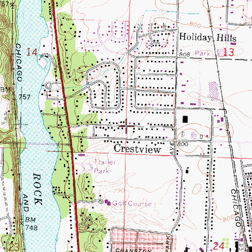 Topographic Map of Crestview, WI