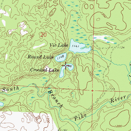 Topographic Map of Crooked Lake, WI
