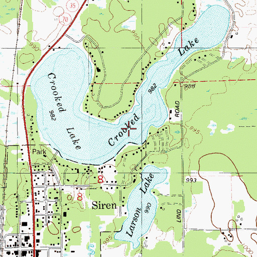 Topographic Map of Crooked Lake, WI