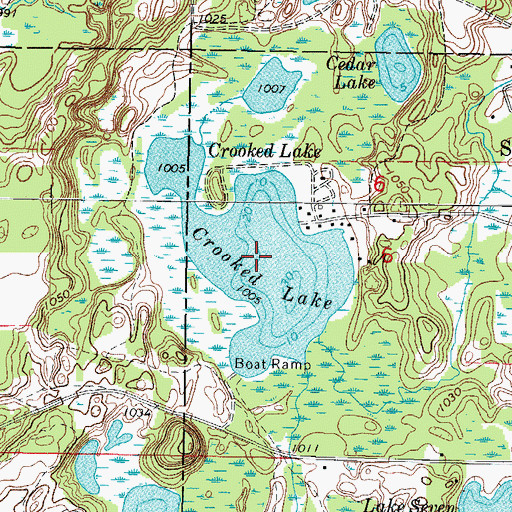 Topographic Map of Crooked Lake, WI
