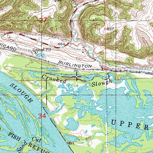 Topographic Map of Crooked Slough, WI