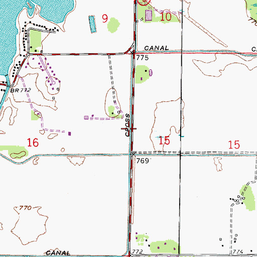 Topographic Map of Cross Canal, WI