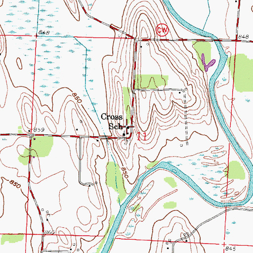 Topographic Map of Cross School, WI