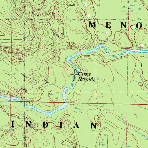 Topographic Map of Crow Rapids, WI