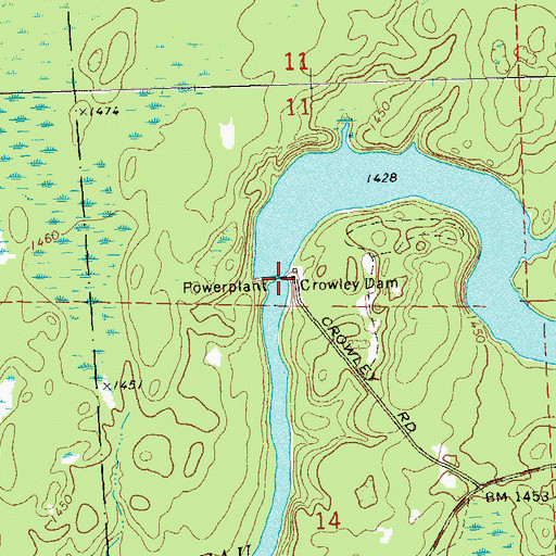 Topographic Map of Crowley Dam, WI