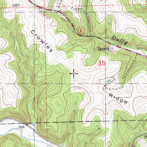Topographic Map of Crowley Ridge, WI