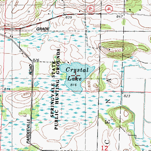 Topographic Map of Crystal Lake, WI