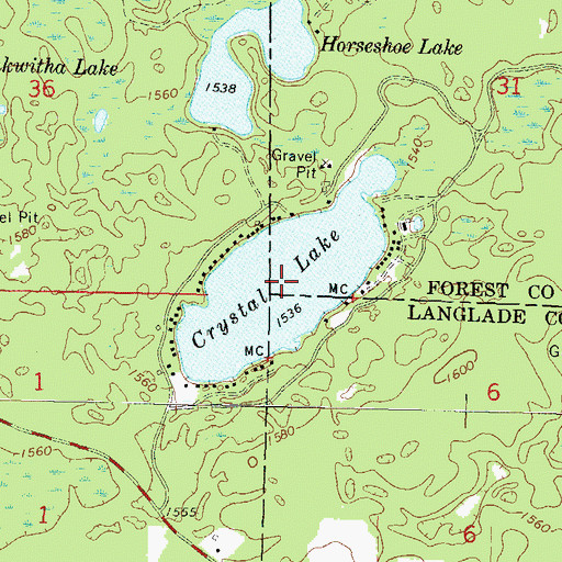 Topographic Map of Crystal Lake, WI