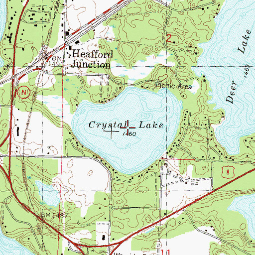 Topographic Map of Crystal Lake, WI
