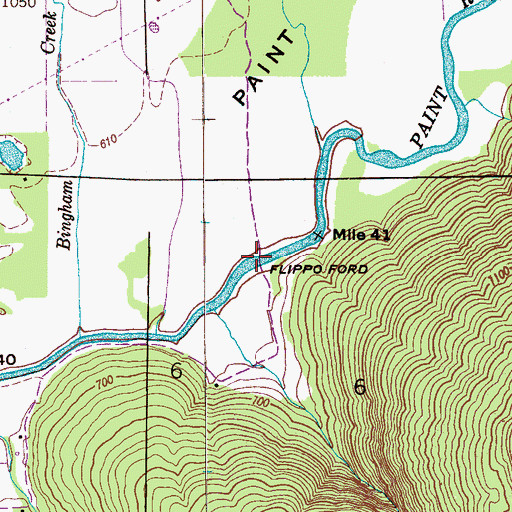 Topographic Map of Flippo Ford, AL