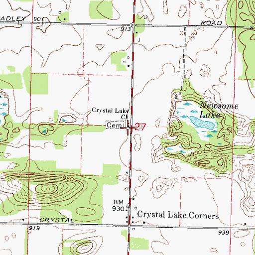 Topographic Map of Crystal Lake Church, WI