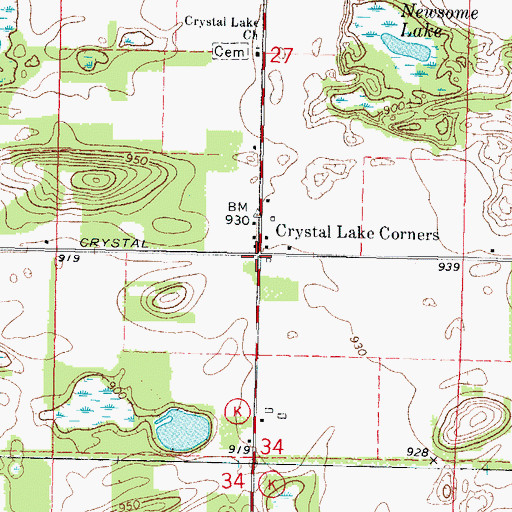 Topographic Map of Crystal Lake Corners, WI