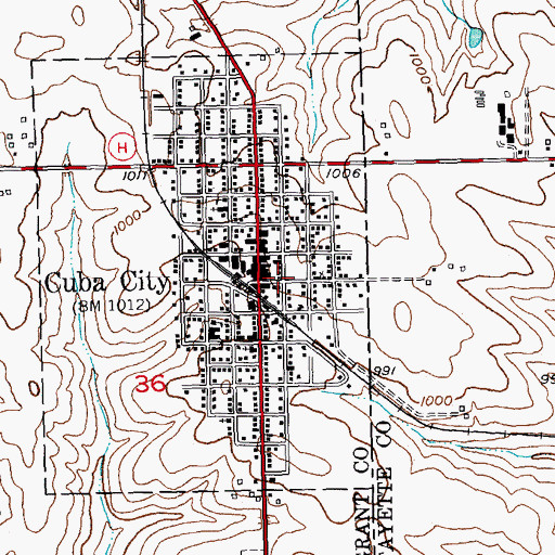 Topographic Map of Cuba City, WI