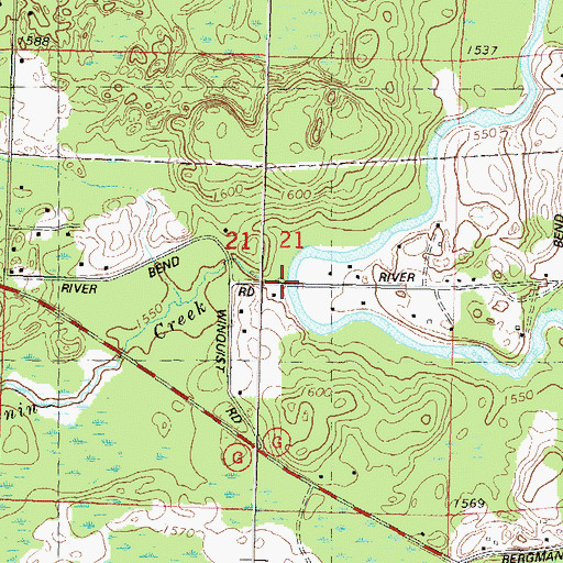 Topographic Map of Cuenin Creek, WI
