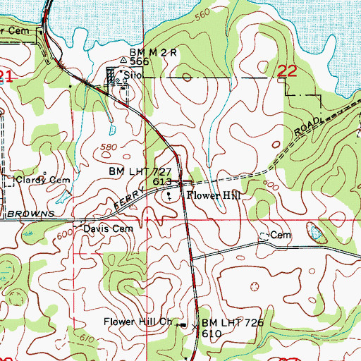 Topographic Map of Flower Hill, AL