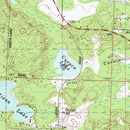 Topographic Map of Cuenin Lake, WI