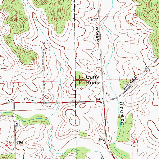 Topographic Map of Cuffy Knob, WI