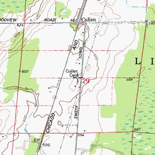 Topographic Map of Cullen Cemetery, WI