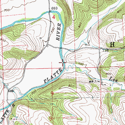 Topographic Map of Culver Branch, WI