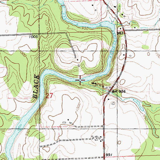 Topographic Map of Cunningham Creek, WI