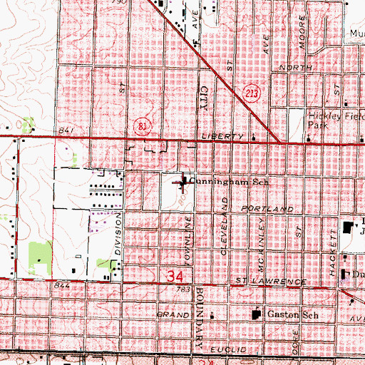 Topographic Map of Cunningham Elementary School, WI