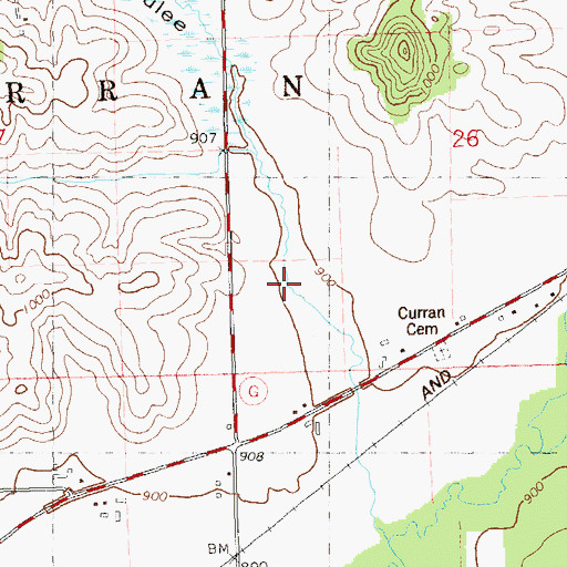 Topographic Map of Curran Coulee, WI