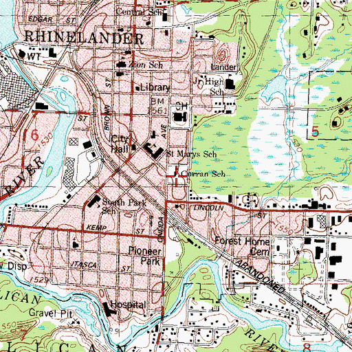 Topographic Map of Curran School, WI