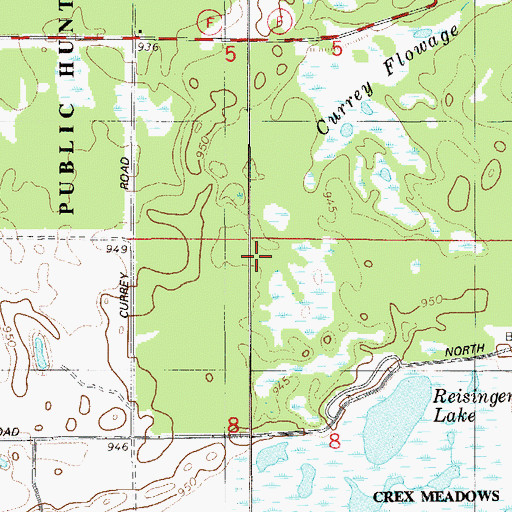 Topographic Map of Currey Flowage, WI