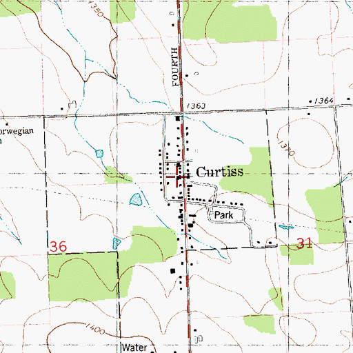 Topographic Map of Curtiss, WI