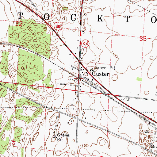 Topographic Map of Custer, WI