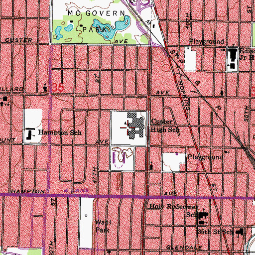 Topographic Map of Custer High School, WI