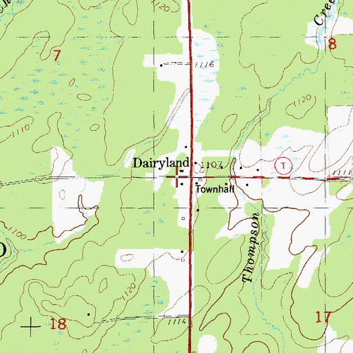 Topographic Map of Dairyland, WI