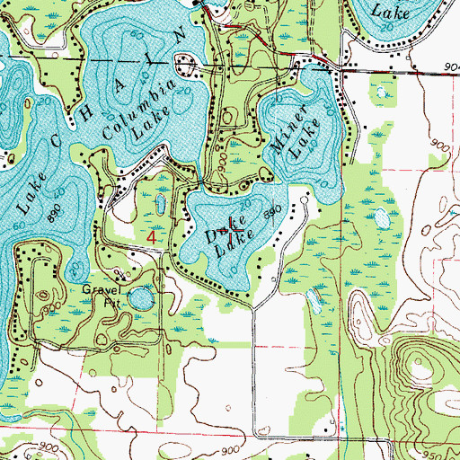 Topographic Map of Dake Lake, WI