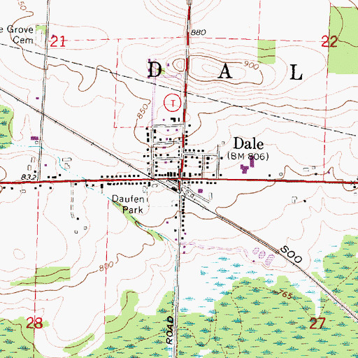 Topographic Map of Dale, WI