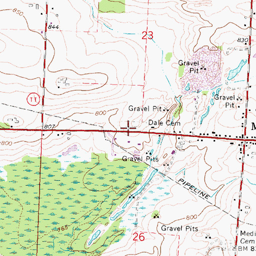 Topographic Map of Dale Cemetery, WI