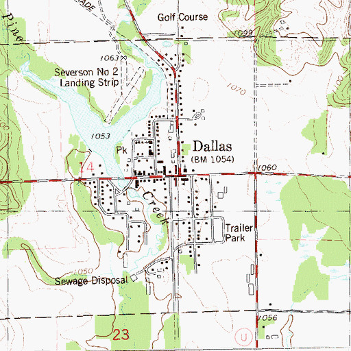 Topographic Map of Dallas, WI
