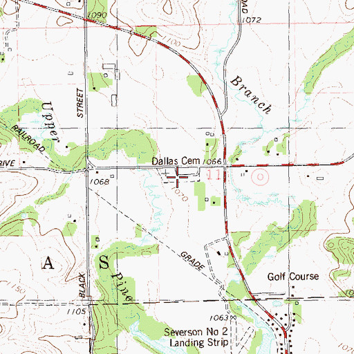 Topographic Map of Dallas Cemetery, WI
