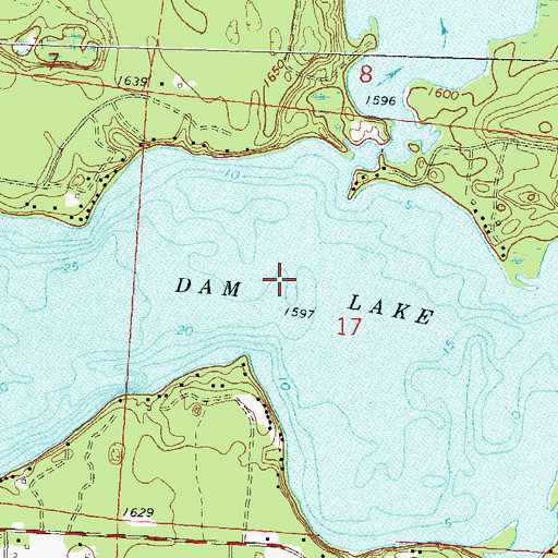Topographic Map of Dam Lake, WI