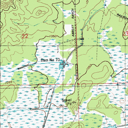 Topographic Map of Dam Number Ten, WI