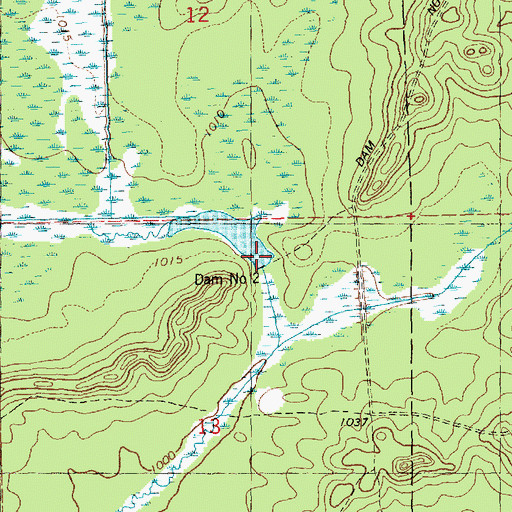 Topographic Map of Dam Number Two, WI
