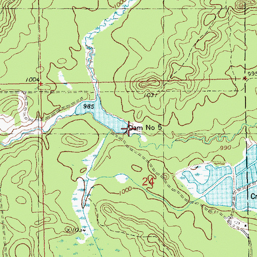 Topographic Map of Dam Number Five, WI