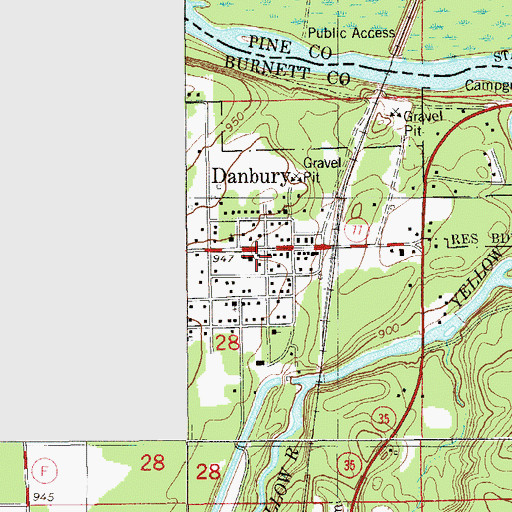 Topographic Map of Danbury, WI