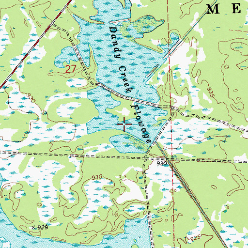 Topographic Map of Dandy Creek Flowage, WI