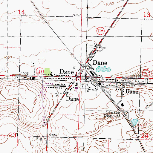 Topographic Map of Dane, WI