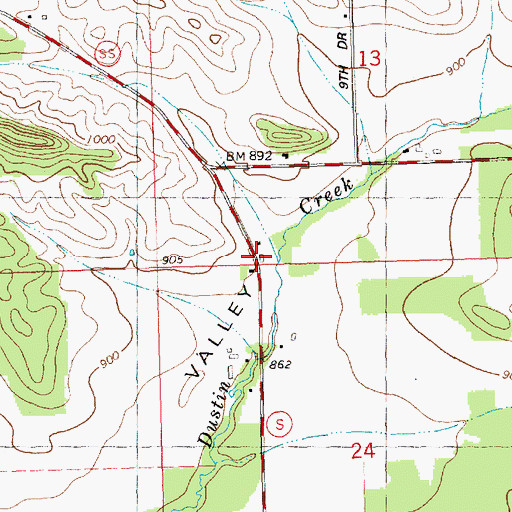 Topographic Map of Daneville School, WI
