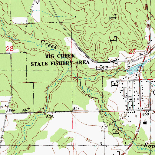 Topographic Map of Daneville Valley, WI